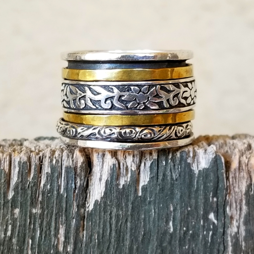Silpada Sterling Silver & Brass Spinner Ring